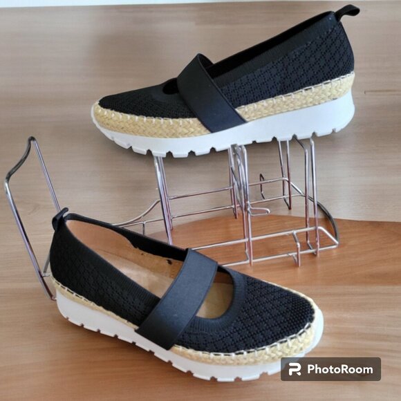 Adrienne Vittadini Percy Mary Jane Espadrille Slip-On Black Shoes SZ 6M - Picture 2 of 8